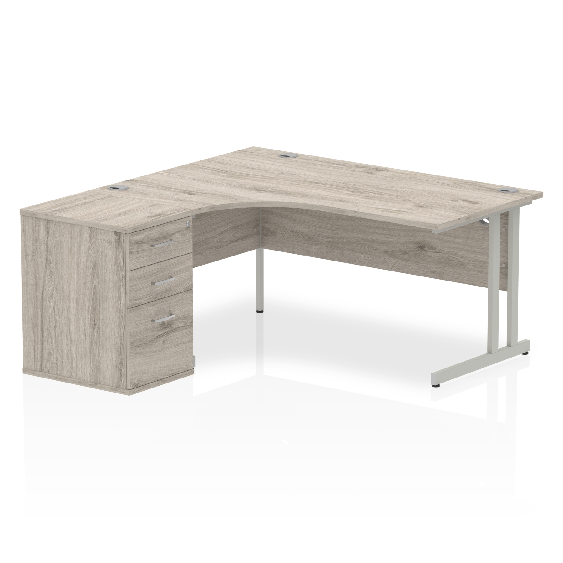 Corner desk with clearance pedestal